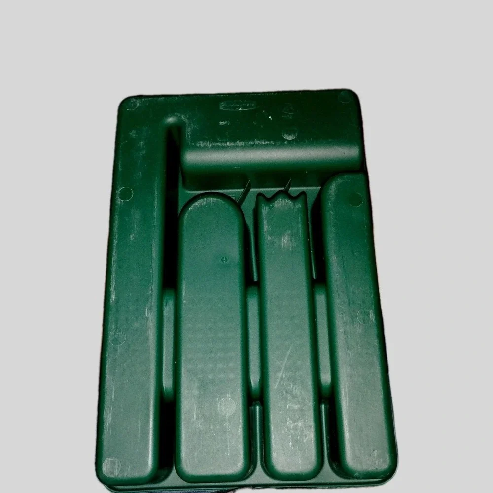Vintage Rubbermaid Silverware Organizer Tray 2919 Flatware forest green, cutlery